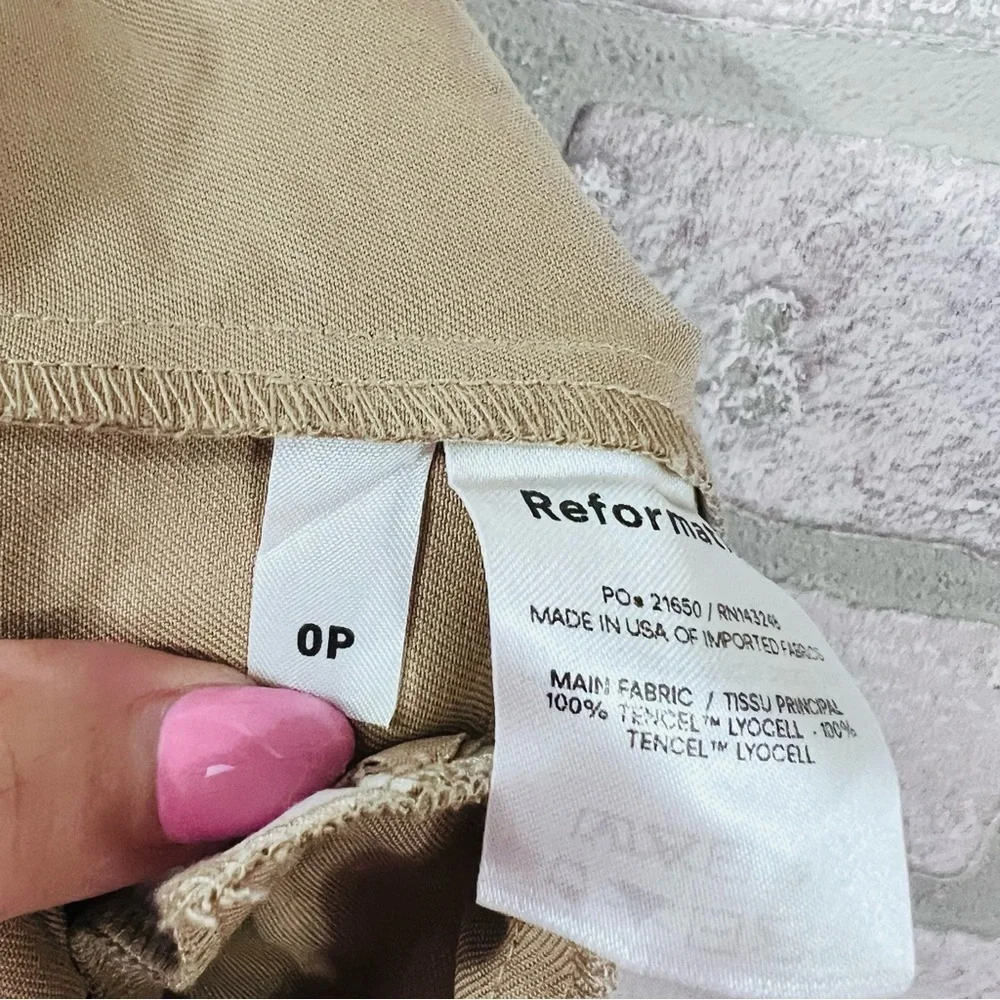 Reformation Mason High Rise Khaki Trousers Size 0P - Picture 11 of 13